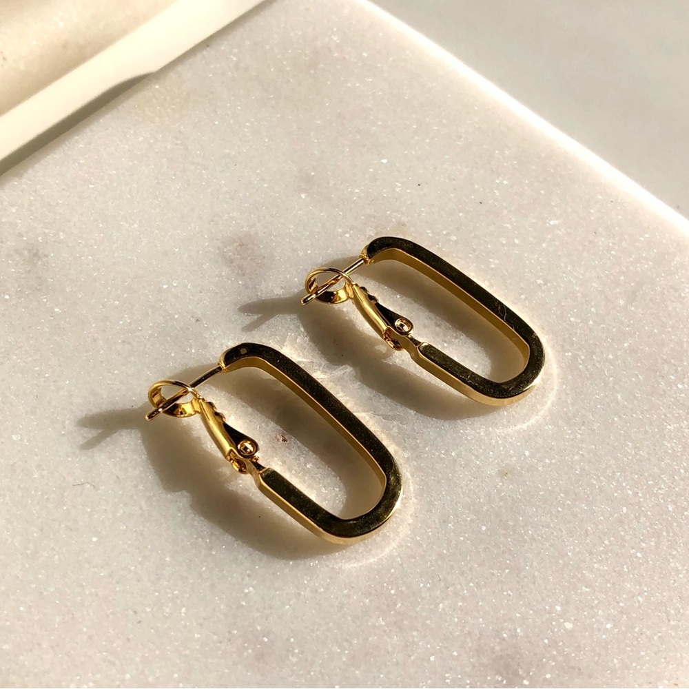Gold Rectangular Hoop Earrings